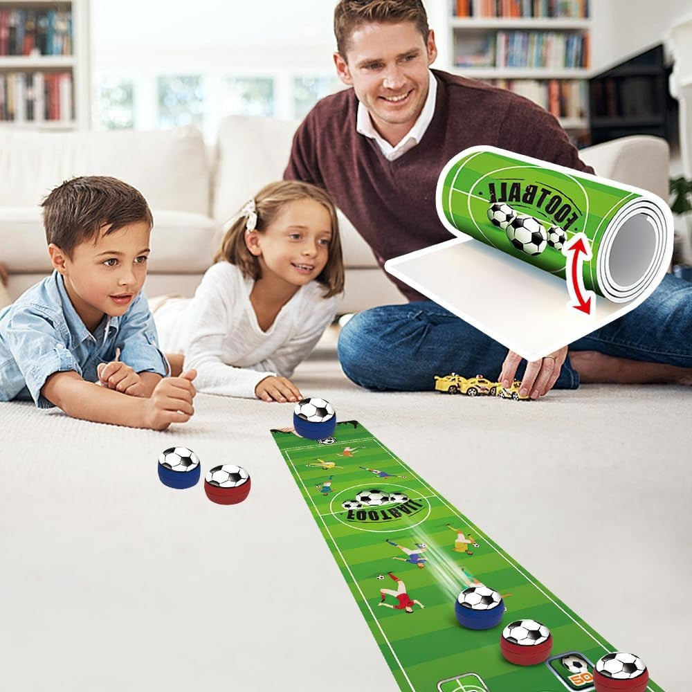 Joc Interactiv Covor De Fotbal Pentru Copii, Masa De Joc Portabila, Antrenament Reflexe Si Coordonare, Textil Si Plastic, 90 x 20 cm, 6 Mingi Incluse, 1-4 Jucatori, Verde