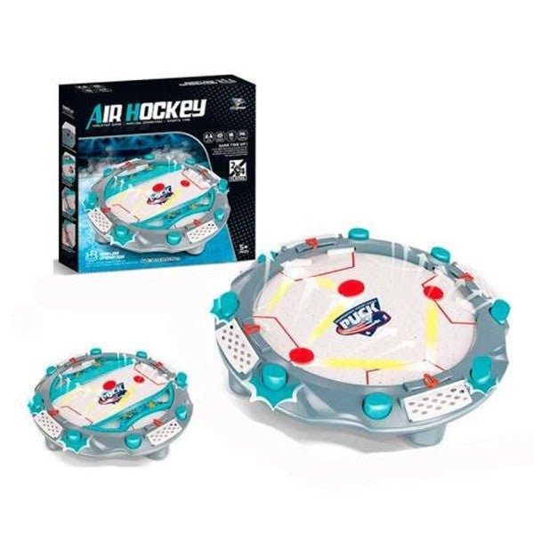 Masa Air Hockey Compacta, Joc Interactiv cu Flux de Aer si Tabela Scor, Material ABS, Gri, 35.5 x 35.5 x 7.8 cm