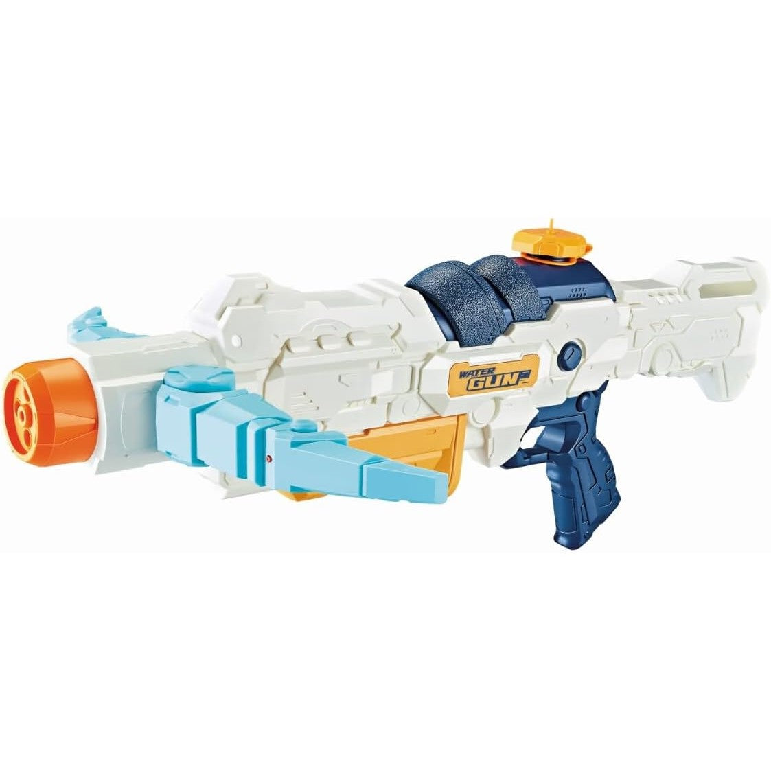 Pistol cu Apa pentru Copii, 4 Moduri de Pulverizare, Raza 8m, Rezervor 700 ml, Plastic Rezistent, 56 cm, Alb, +6 Ani