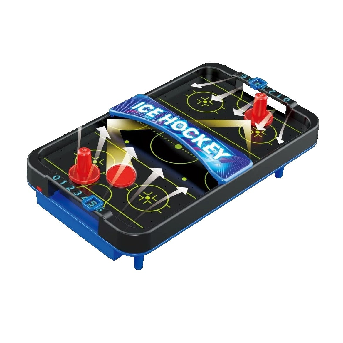 Joc Masa Ice Hockey Cu Flux De Aer, Tabela De Scor Si 2 Pucuri, Joc Interactiv De Masa Pentru Copii Si Adulti, Material ABS, 28 x 8 x 16 cm, Alb/Albastru