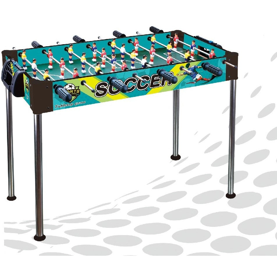 Masa de Fotbal pentru Copii si Adulti, Joc Foosball cu Picioare Inalte si 8 Manere, Tije din Otel si Cadru din Lemn, 86 x 62 x 65 cm, Multicolor