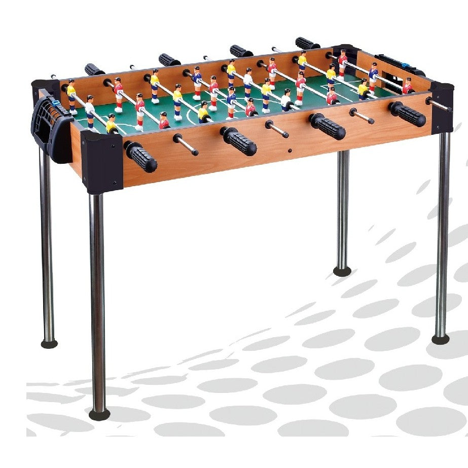 Masa de Fotbal cu Picioare Inalte, Joc de Societate pentru Copii si Adulti, 8 Manere si Tablou de Scor, Lemn si Otel Inoxidabil, 86 x 62 x 65 cm, Multicolor