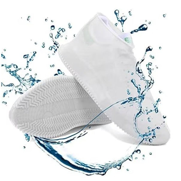 Huse Incaltaminte Impermeabile, Protectie Ploaie si Noroi, Talpa Antiderapanta, Latex Elastic, Marime M 34-40, Alb