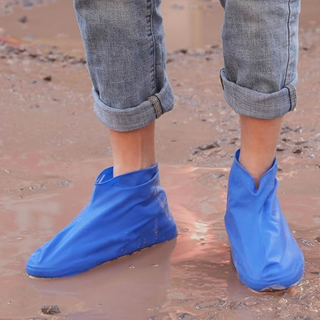Huse Incaltaminte Impermeabile, Protectie Pantofi Antiderapanta si Elastica, Latex Ecologic, Marime L 41-47, Albastru