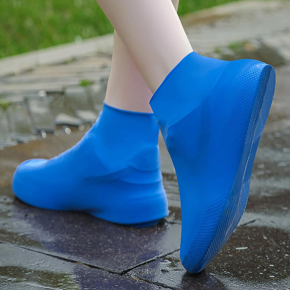 Huse Incaltaminte Impermeabile, Protectie Pantofi Antiderapanta si Elastica, Latex Ecologic, Marime L 41-47, Albastru