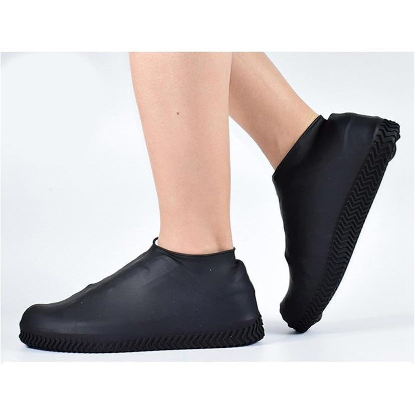 Huse Incaltaminte Impermeabile, Protectie Pantofi Ploae si Noroi, Latex Elastic Antiderapant, Marime M 34-40, Negru