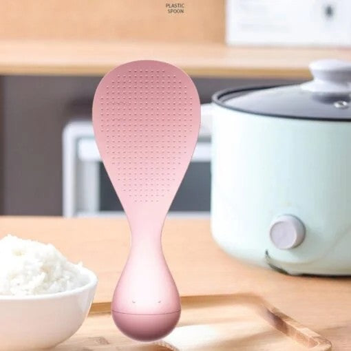 Lingura pentru Orez Termorezistenta, Spatula Ergonomica pentru Preparare si Servire, Material Antiaderent cu Baza Antialunecare, Roz