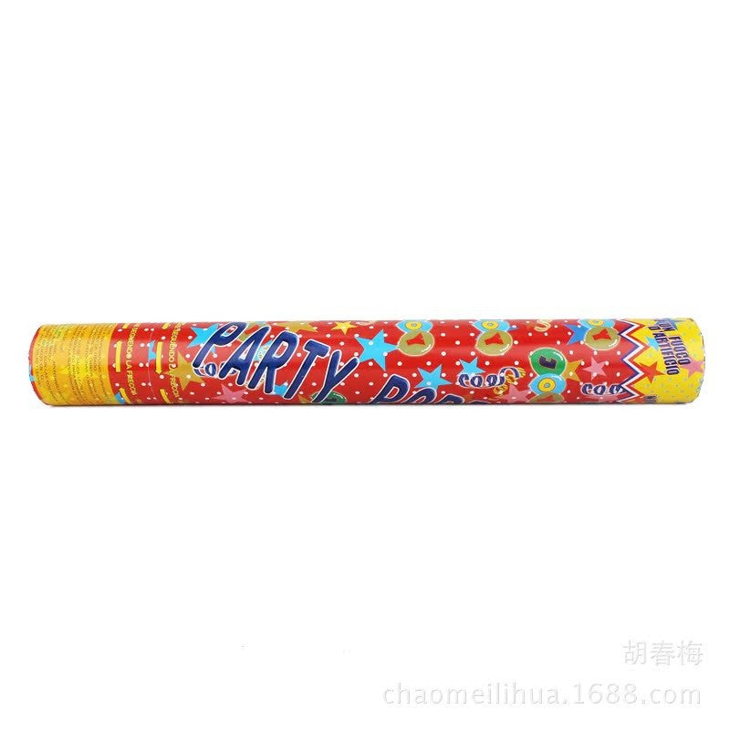 Tun de Confetti, Party Popper 40 cm, Model Stele, Inimi si Paiete Lucioase, Activare prin Rasucire, Material Carton, Multicolor, 3 cm Diametru Confetti