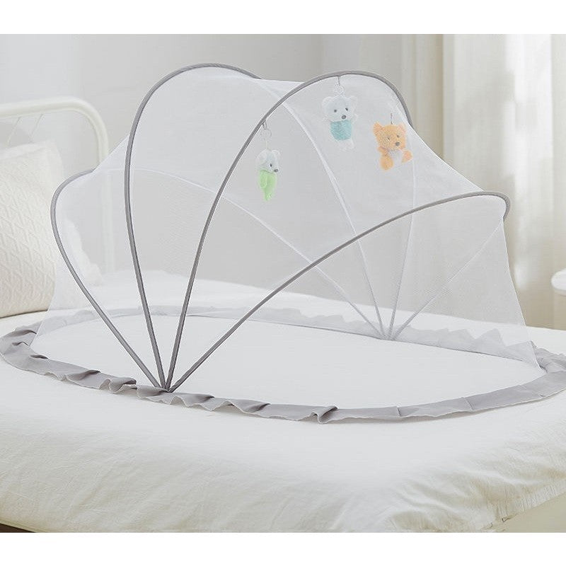 Husa Anti-Tantari pentru Bebelusi, Protectie 360 Grade, Pliabila si Portabila, Fibra Polycool cu Suport Otel, 0-1 An, 60 x 55 x 5 cm, Gri