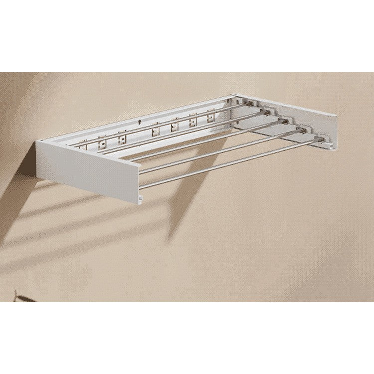 Suport Haine și Uscător Rufe de Perete, Design Pliabil la 90 Grade, Montare prin Perforare, Aluminiu Impermeabil, 80 cm, Alb