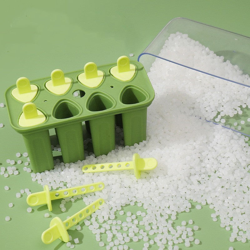 Forme de Inghetata si Sucuri Ghetate, Set 8 Matrite pentru Deserturi Congelate, Silicon de Calitate Alimentara si Plastic Dur, 13 x 10 x 6.5 cm, Verde
