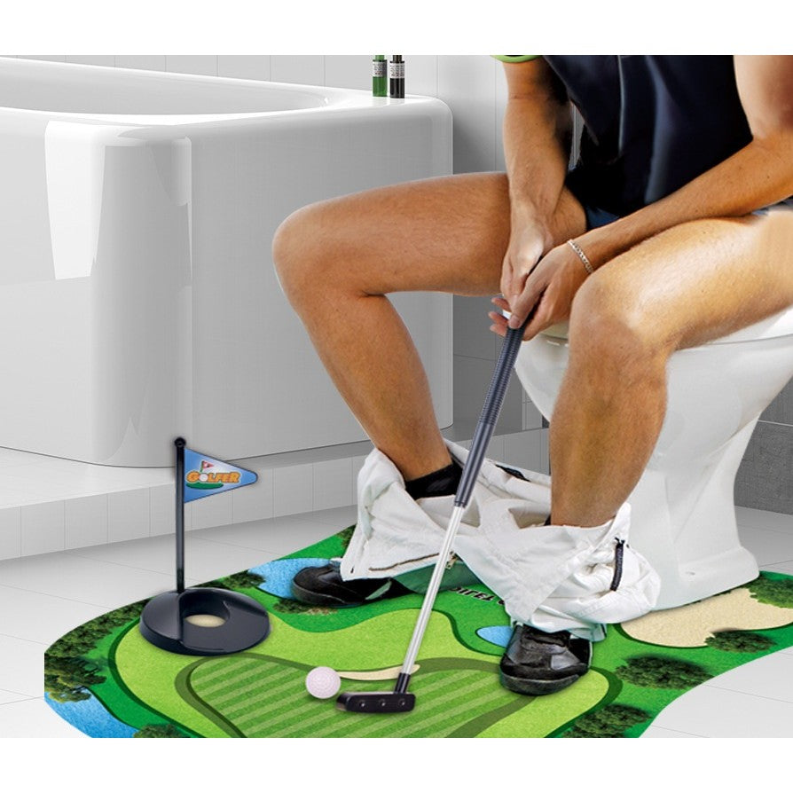 Set Joc De Golf Pentru Baie, Mini Teren Interactiv Cu Covoraș Și Accesorii, PVC Și ABS, 80 x 69 cm, Verde