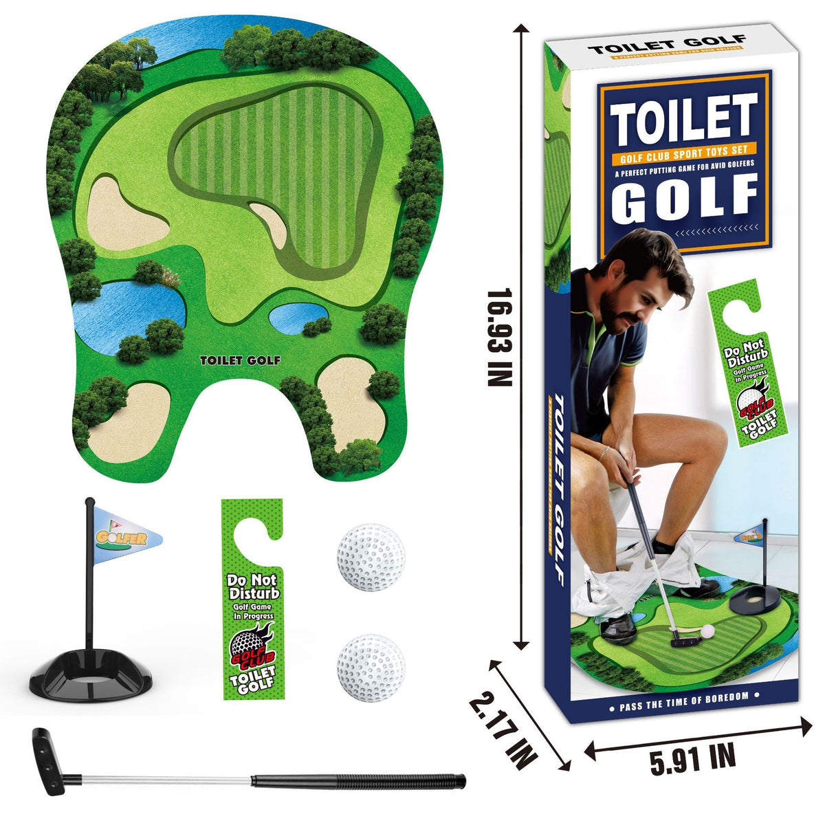 Set Joc De Golf Pentru Baie, Mini Teren Interactiv Cu Covoraș Și Accesorii, PVC Și ABS, 80 x 69 cm, Verde