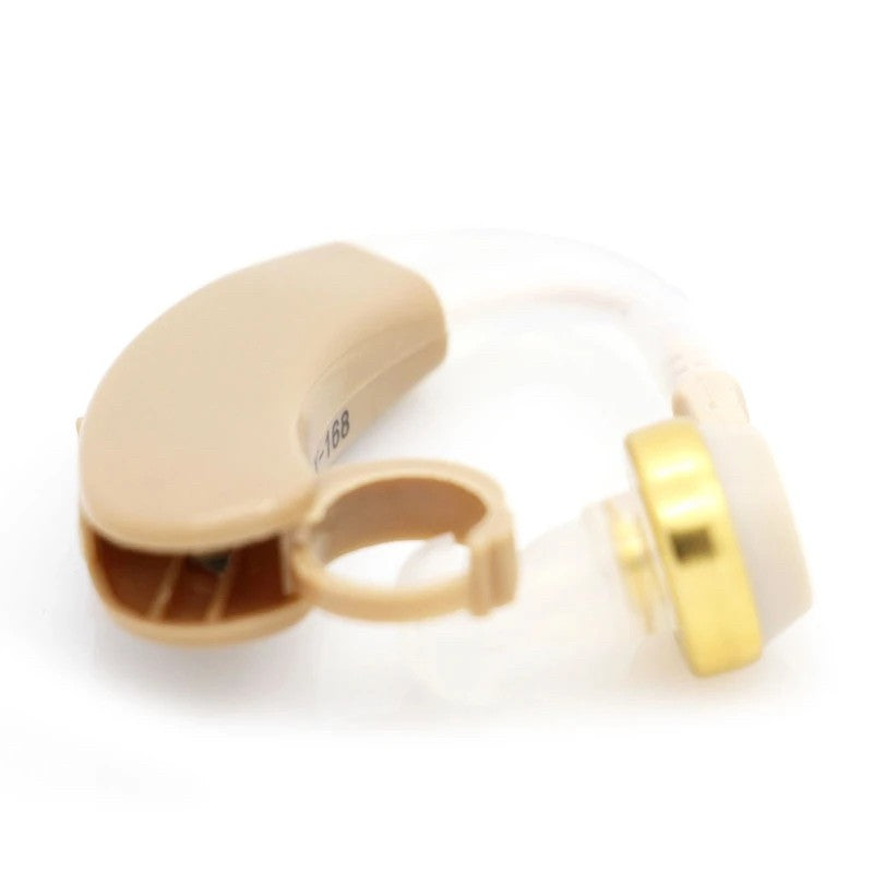 Aparat Auditiv X-168, Amplificator de Sunet Intraauricular, Dispozitiv Reglabil pentru Hipoacuzie, Fixare Usoara In-Ear, include 2 Baterii AG13 si 2 Olive Silicon, Bej
