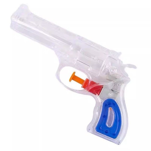 Pistol Cu Apa Pentru Copii, Jucarie De Vara Pentru Exterior, Actionare Manuala, Plastic Rezistent, 16 x 5 x 2 cm, Albastru Transparent