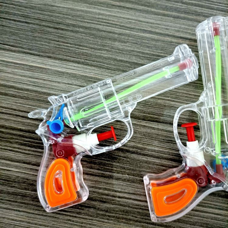 Pistol Cu Apa Pentru Copii, Jucarie De Vara Pentru Aer Liber, Actionare Manuala, Plastic Rezistent, 16 x 5 x 2 cm, Transparent/Portocaliu