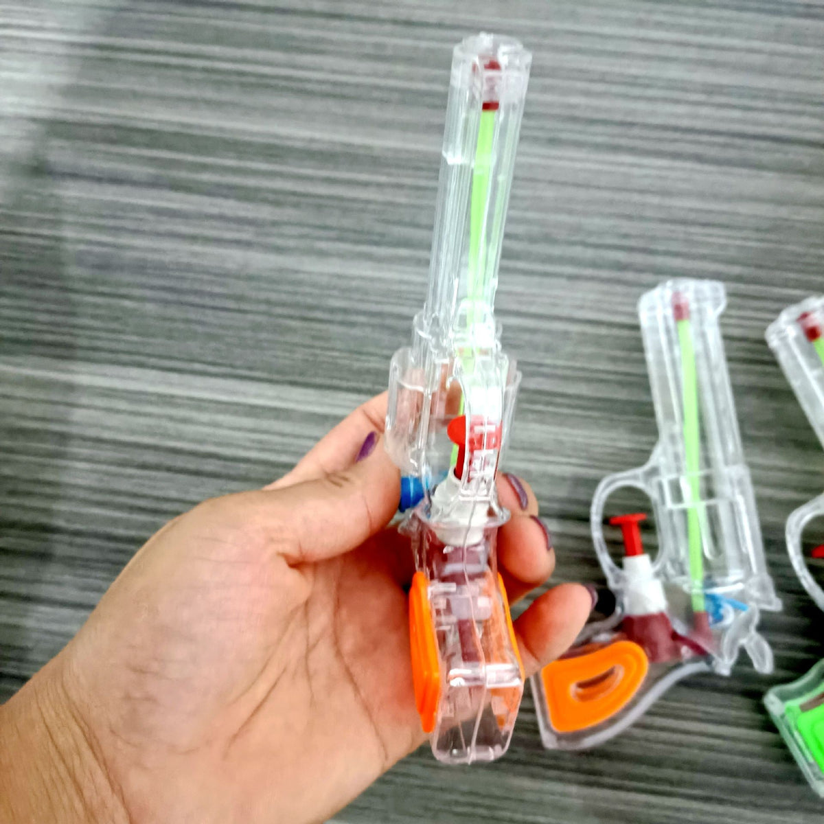 Pistol Cu Apa Pentru Copii, Jucarie De Vara Pentru Aer Liber, Actionare Manuala, Plastic Rezistent, 16 x 5 x 2 cm, Transparent/Portocaliu
