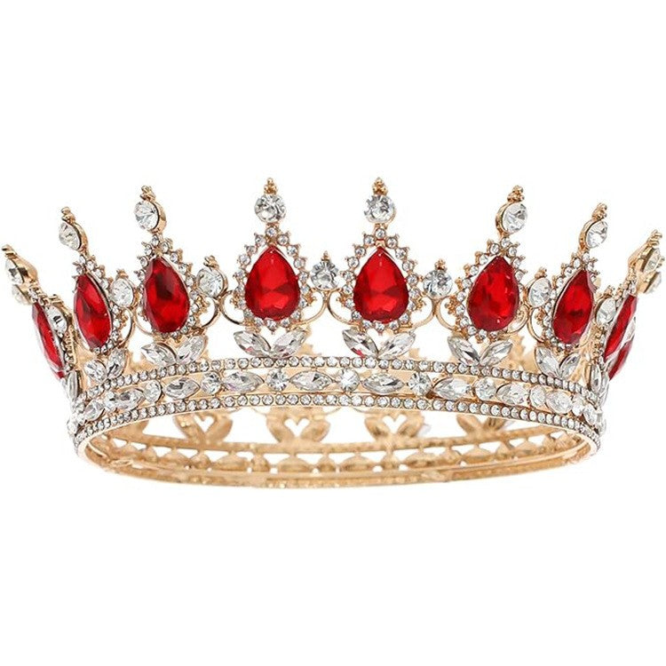 Diademă Elegantă cu Cristale, Accesoriu Păr pentru Nuntă și Aniversare, Design Baroc din Aliaj Rezistent, 15 x 5.3 x 12.5 cm, Roșu/Alb