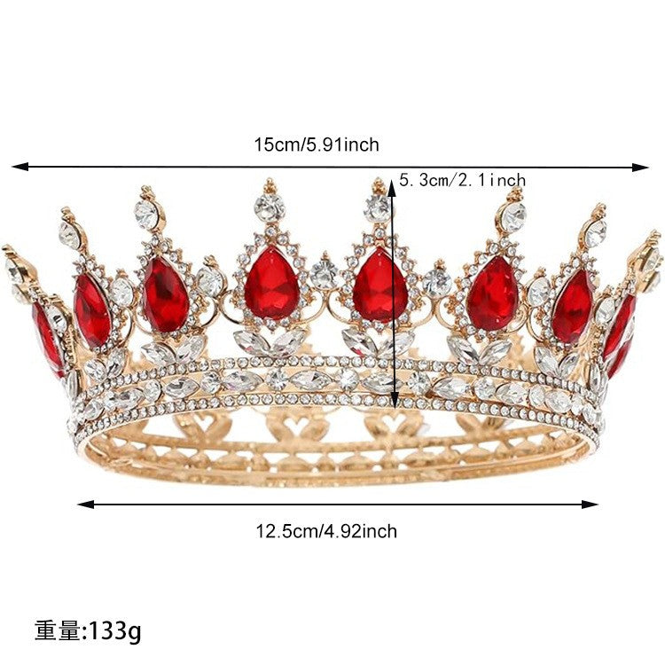 Diademă Elegantă cu Cristale, Accesoriu Păr pentru Nuntă și Aniversare, Design Baroc din Aliaj Rezistent, 15 x 5.3 x 12.5 cm, Roșu/Alb