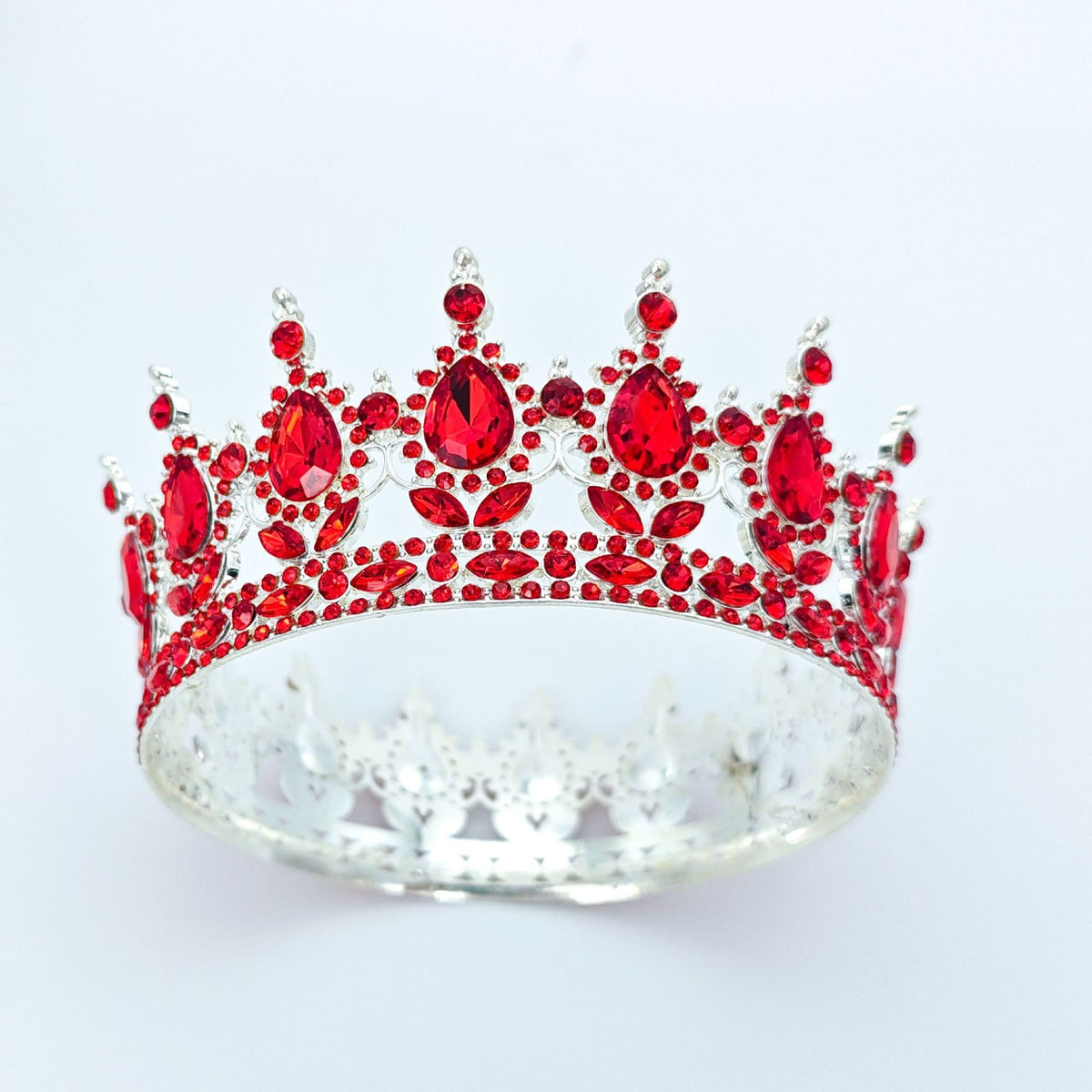 Diademă Elegantă cu Cristale Roșii, Accesoriu de Păr pentru Nuntă și Aniversare, Design Baroc, Material Aliaj, 15.5 x 5.3 cm, Roșu