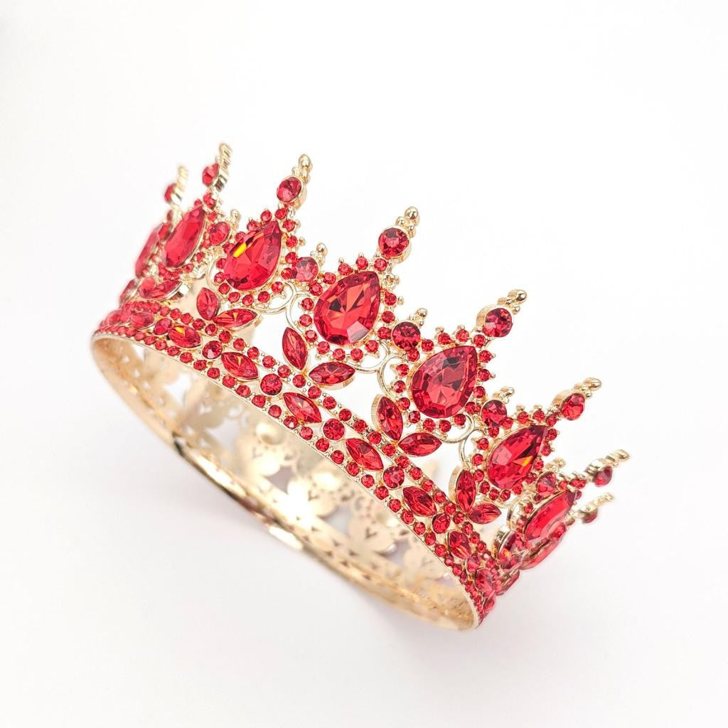 Diademă Elegantă cu Cristale Roșii, Accesoriu de Păr pentru Nuntă și Aniversare, Design Baroc, Material Aliaj, 15.5 x 5.3 cm, Roșu