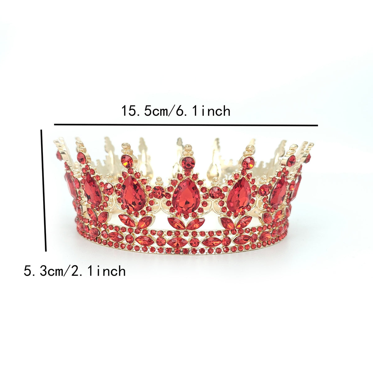 Diademă Elegantă cu Cristale Roșii, Accesoriu de Păr pentru Nuntă și Aniversare, Design Baroc, Material Aliaj, 15.5 x 5.3 cm, Roșu