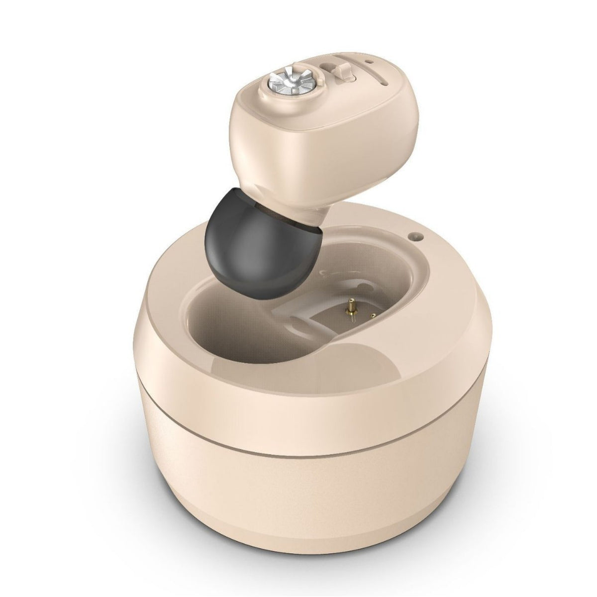 Aparat Auditiv Intraauricular VHP-601, Amplificator de Sunet In-Ear Discret, Control Volum si Comutator ON/OFF, Alimentare DC 3.7V, 14 x 10 x 3.8 cm, Camel