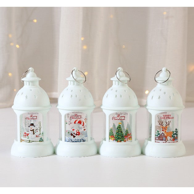 Decorațiune De Crăciun, Sfeșnic De Birou Și Lumină De Noapte Cu Om De Zăpadă, Plastic, Cu Inel De Agățat Și Baterii, 6.8 x 13.5 x 2 cm, Alb