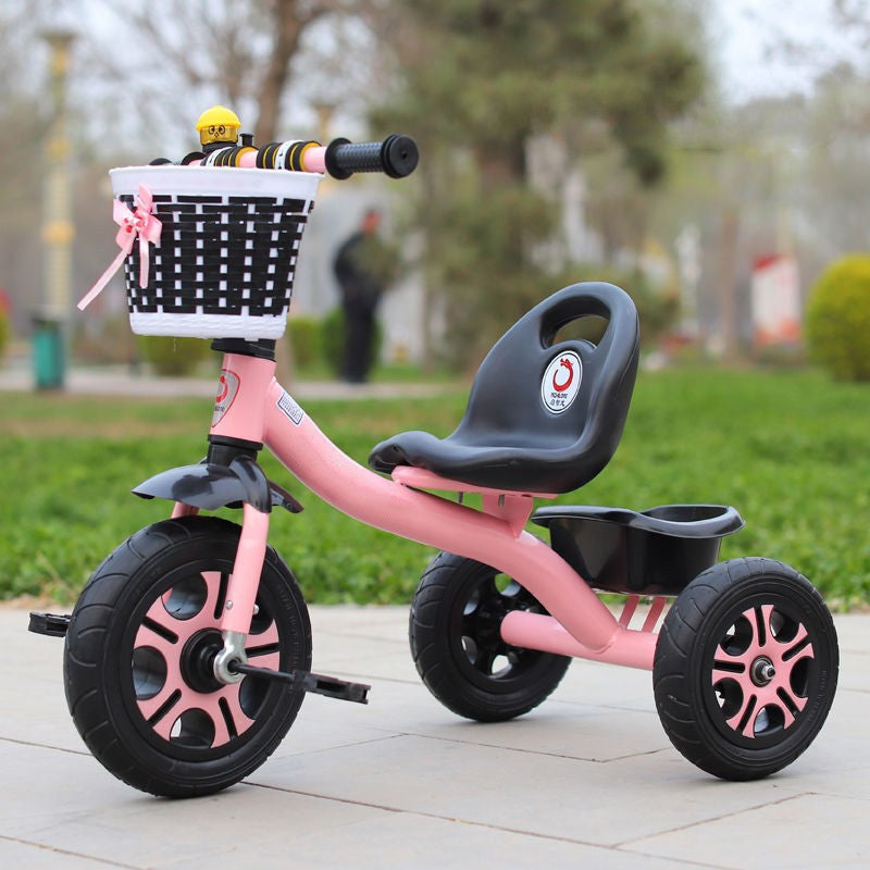 Tricicleta pentru Copii, Model Mickey, Ghidon cu Cos Depozitare, Cadru Metalic, Scaun Ergonomic, Varsta 1-5 Ani, 80 x 60 x 53 cm, Roz
