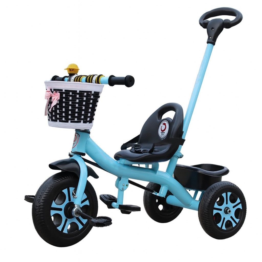 Tricicleta pentru Copii cu Maner pentru Impingere, Model Mickey, Scaun Ergonomic si Cos Depozitare, Cadru Metalic, 1-5 Ani, 80 x 60 x 53 cm, Albastru