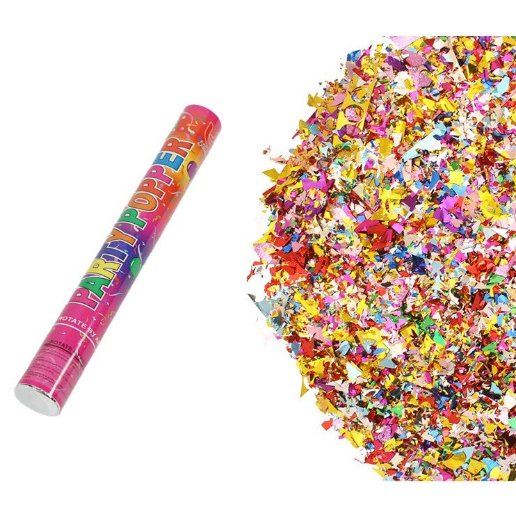 Tub de Confetti Clasic, Tun Confetti cu Eliberare prin Rasucire Manuala, Plastic Lucios, Multicolor, 40 cm