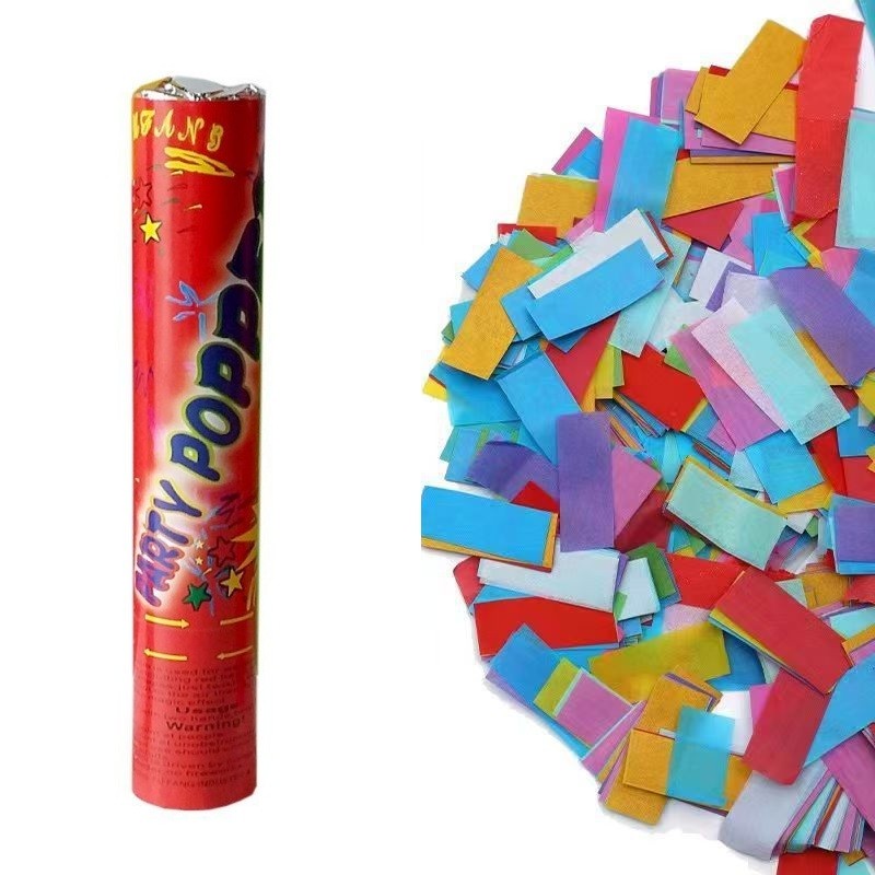 Tub de Confetti Party Pooper, Lansator Manual prin Rasucire, Hartie Biodegradabila, Multicolor, 40x5 cm