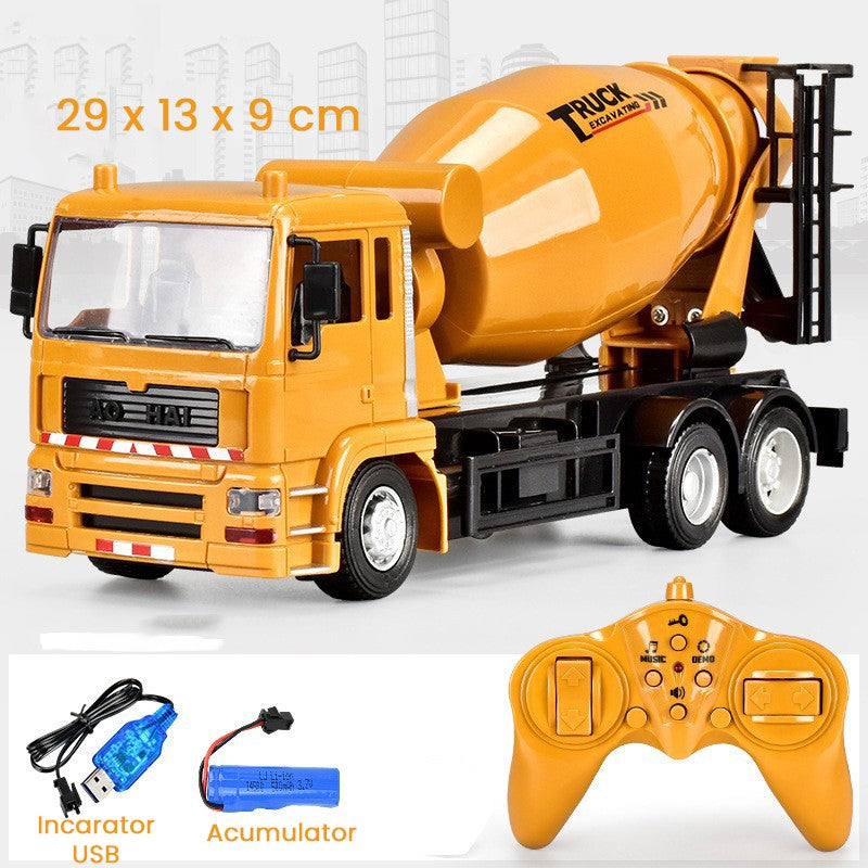 Camion Betoniera cu Telecomanda pentru Copii, Vehicul de Constructii RC, Bena Functionala, Acumulator Reincarcabil USB, Plastic Rezistent, 29 x 13 x 9 cm, Galben