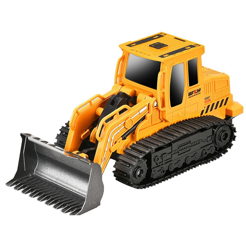 Buldozer cu Senile si Telecomanda, Jucarie de Constructie cu Lama Functionala, Vehicul RC cu Acumulator USB, Plastic, 25 x 12 x 12 cm, Galben
