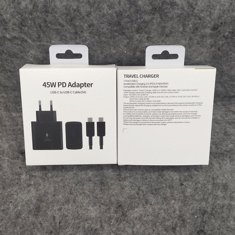Incarcator Super Fast Charge 45W, Adaptor Retea USB Type-C, Power Delivery 3.0, Cablu USB-C Inclus 1m, 5A, Negru