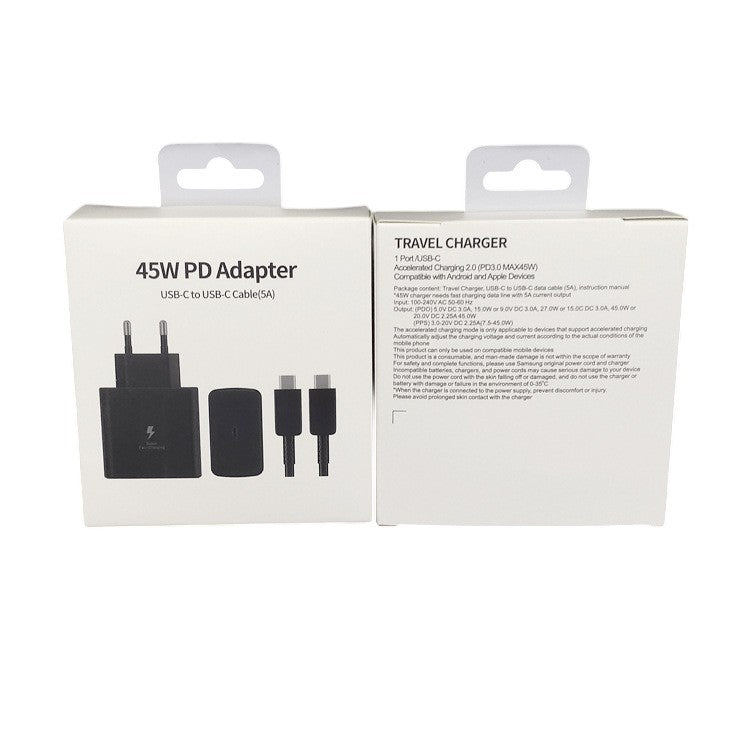 Incarcator Super Fast Charge 45W, Adaptor Retea USB Type-C, Power Delivery 3.0, Cablu USB-C Inclus 1m, 5A, Negru