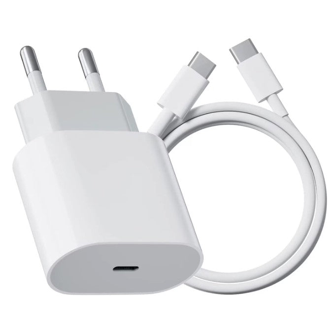 Incarcator Retea Super Fast Charge Compatibil Apple si Samsung, Adaptor Alimentare 35W, USB-C, Cablu USB-C 1m Inclus, Alb