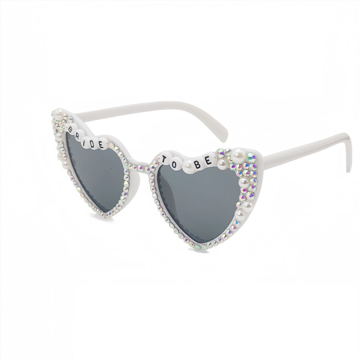 Ochelari Decorativi Bride To Be, Accesorii Petrecerea Burlacitelor si Nunta, Rama cu Perle si Diamante, Material PC, 15.3 x 5.7 x 14.5 cm, Alb