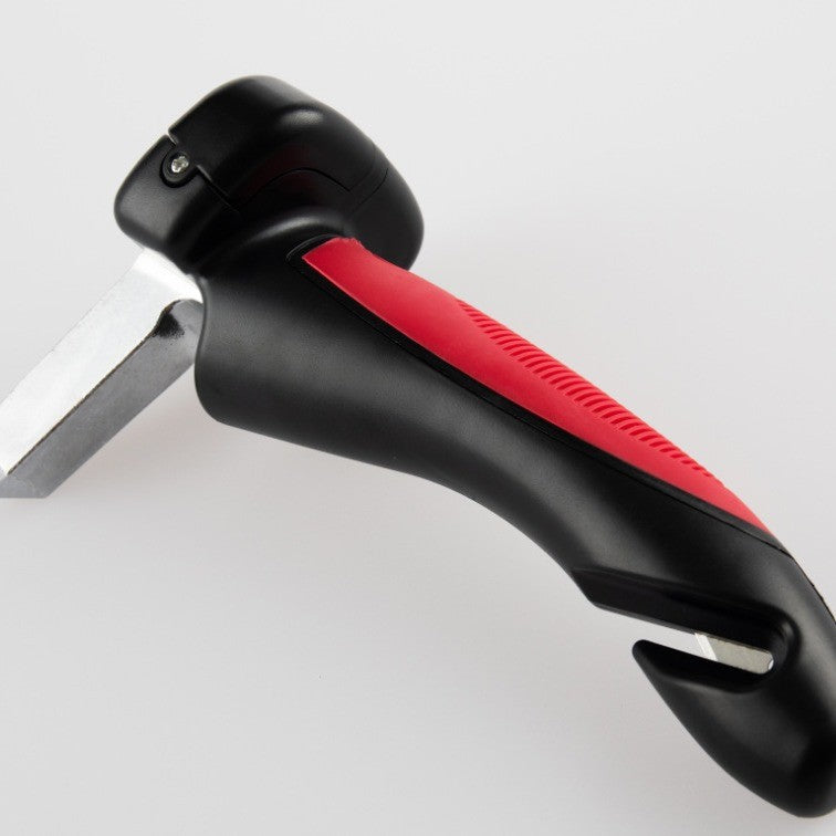Maner Auto 4 in 1, Kit de Siguranta cu Maner de Sprijin, Ciocan Geam, Cutter Centura si Lanterna LED, ABS si Aluminiu, 18 x 7 cm, Rosu/Negru