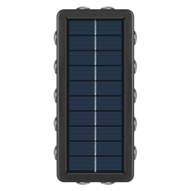 Lampa Solara de Perete, 12 LED-uri Frontale si Laterale, Lumina Alba si Calda, Exterior Rezistenta la Intemperii, ABS si PC, 8 x 17.7 x 3.7 cm, Negru