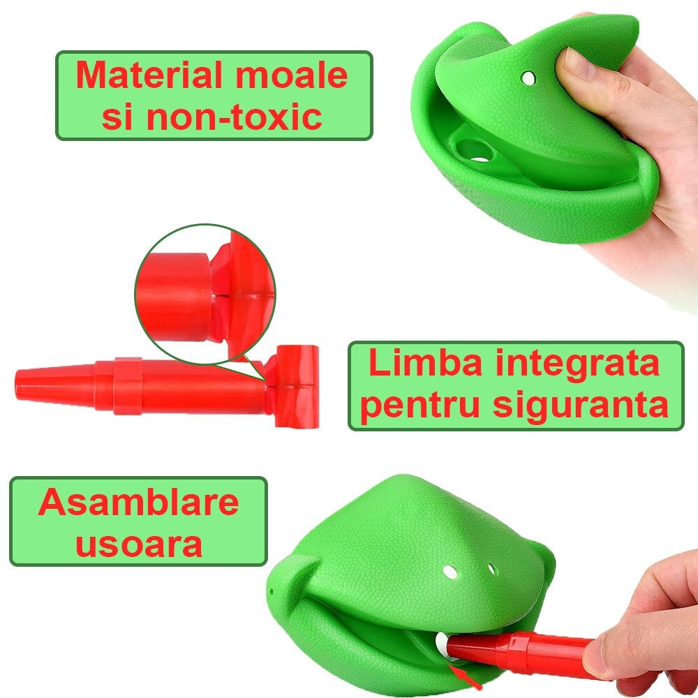 Joc de Societate Tip Cameleon, Interactiv de Dexteritate cu Masti si Limbi Lipicioase, Plastic si Carton, Varsta +4 Ani, Multicolor, 2 Jucatori