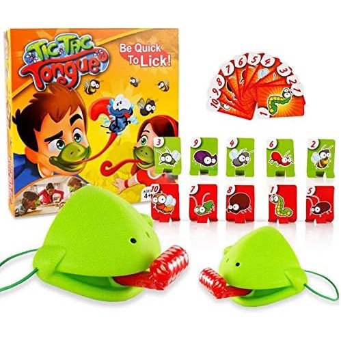 Joc de Societate Tip Cameleon, Interactiv de Dexteritate cu Masti si Limbi Lipicioase, Plastic si Carton, Varsta +4 Ani, Multicolor, 2 Jucatori