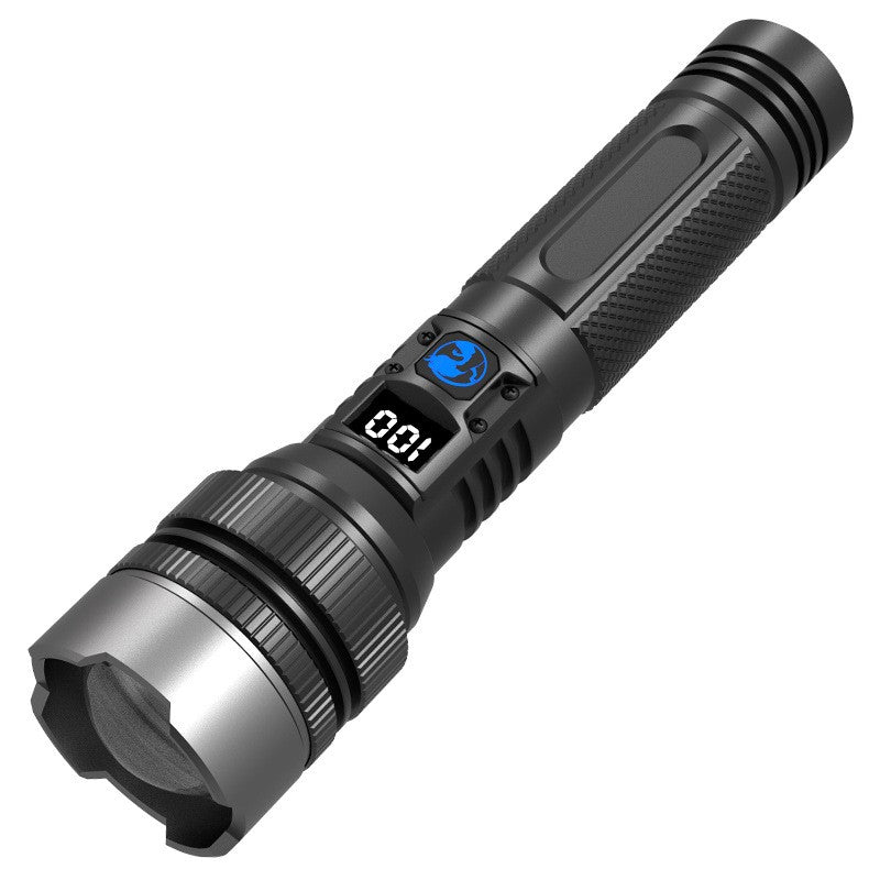 Lanterna Profesionala LED cu Zoom Telescopic, Functie Power Bank si Incarcare USB-C, 3 Moduri Iluminare, Aluminiu si ABS, 1800 mAh, 17 x 4 x 3 cm, Negru