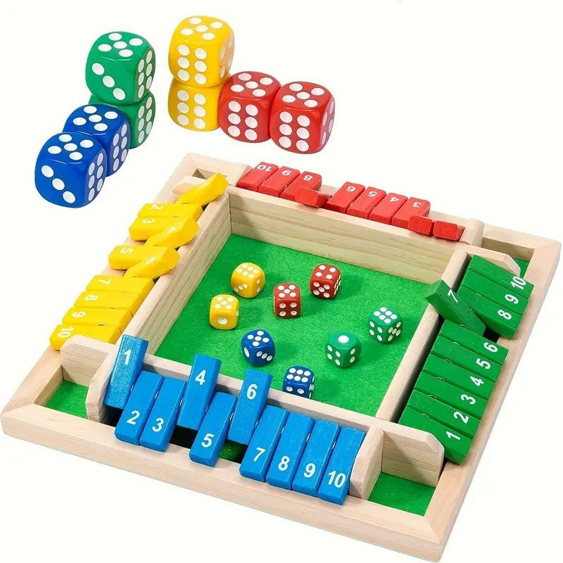Joc de Societate pentru Copii, Model Drinking cu Zaruri, Educativ si Interactiv, Lemn, 22.2 cm, 2-4 Jucatori, 3 Ani+, Multicolor