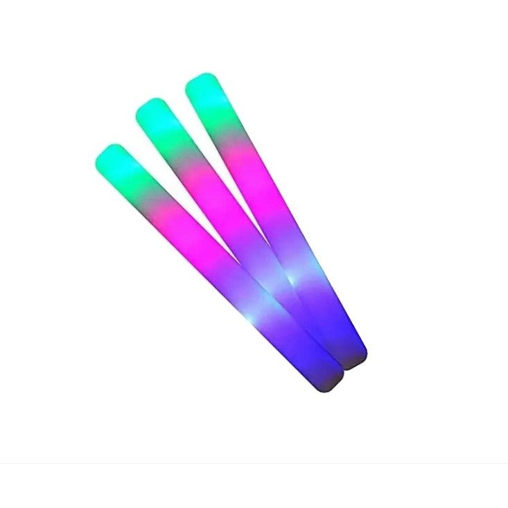 Bagheta Luminoasa cu LED, Stick Fluorescent din Burete Moale, Lumini Multicolore RGB cu 3 Moduri de Iluminare, Baterii Incluse, 48 x 4 cm, Alb