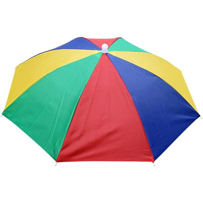 Umbrela De Cap Pentru Pescuit Si Drumetii, Protectie UV Si Ploaie, Cadru Otel Rezistent, Snur Reglabil, 69 cm, Multicolor Curcubeu