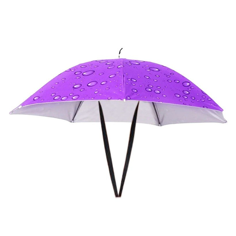Umbrela de Cap pentru Pescuit si Drumetii, Protectie UV si Ploaie, Cadru Otel cu 8 Spite, Fixare Snur Reglabil, Diametru 69 cm, Mov