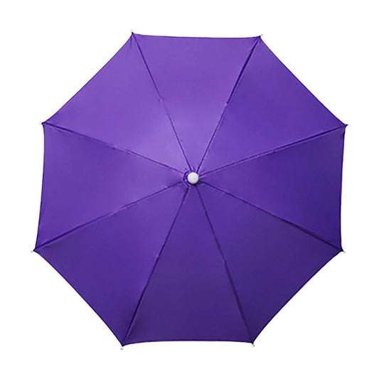 Umbrela de Cap pentru Pescuit si Drumetii, Protectie UV si Ploaie, Cadru Otel cu 8 Spite, Fixare Snur Reglabil, Diametru 69 cm, Mov