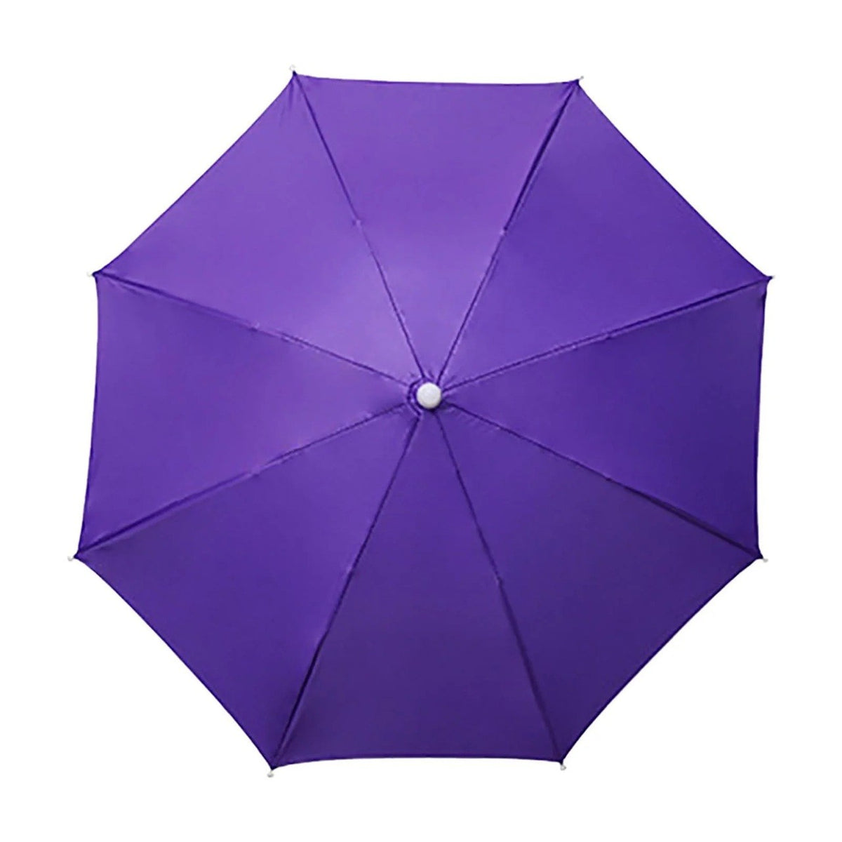 Umbrela de Cap pentru Pescuit si Drumetii, Protectie UV si Ploaie, Cadru Otel cu 8 Spite, Fixare Snur Reglabil, Diametru 69 cm, Mov