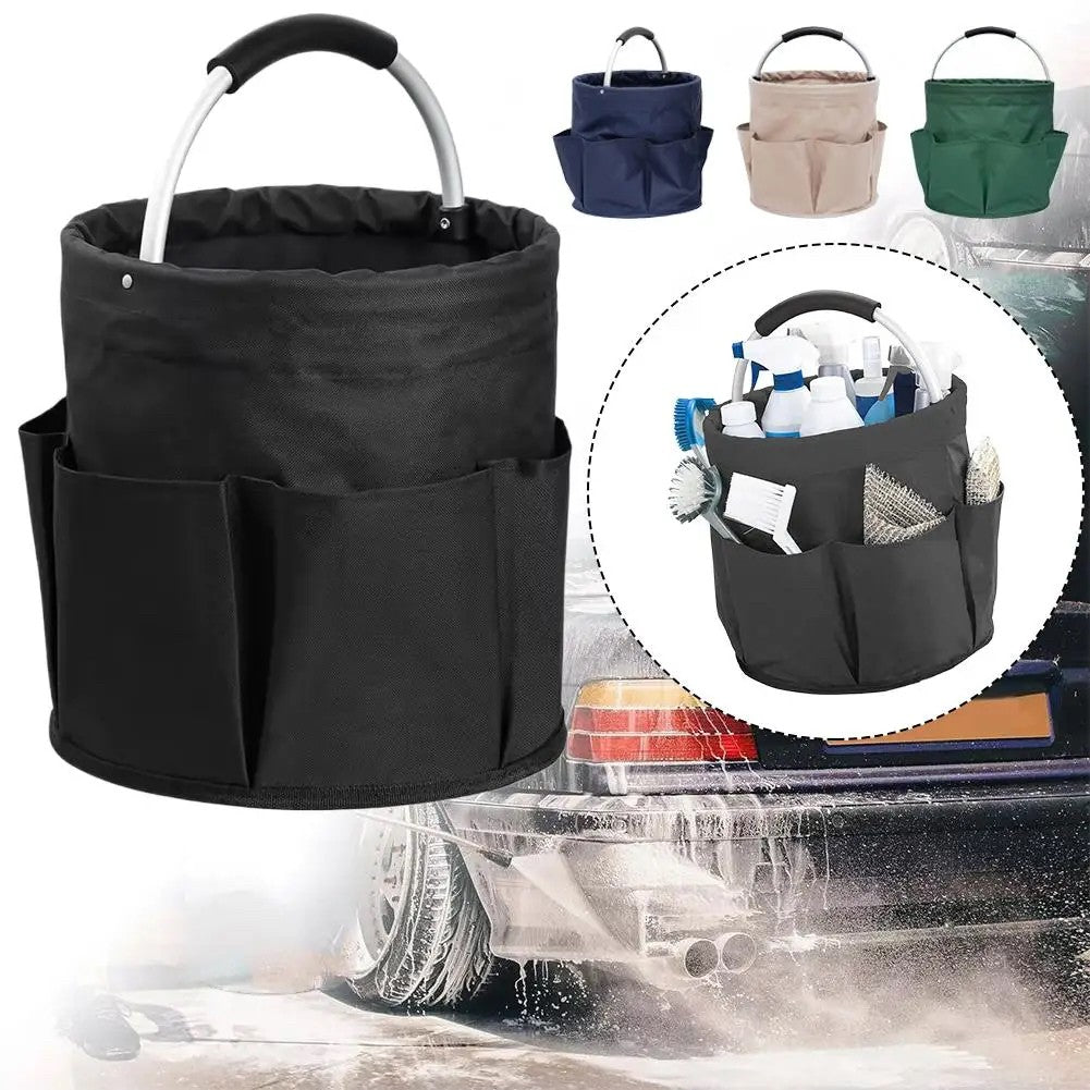 Geanta Cos Universal pentru Scule si Picnic, Organizator Pliabil cu Buzunare Exterioare si Maner Metalic, Material Oxford 600D Rezistent, 17L, 28 x 28 x 28 cm, Negru